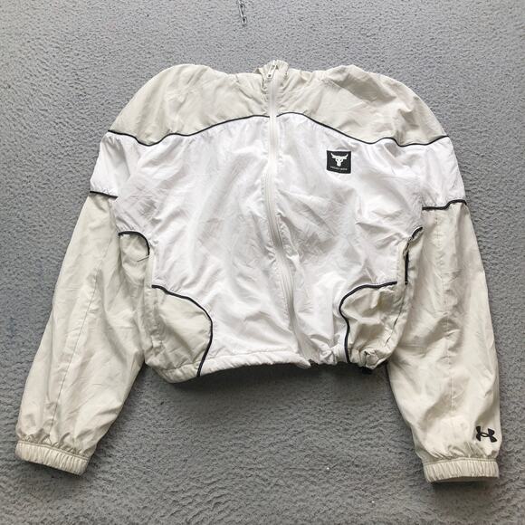 Under Armour x Project Rock Brahma Hoodie Jacket Women's S Full Zip Pocket Tan - Picture 1 of 12